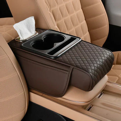 Integrated multifunctional car armrest increase with pressure compensation