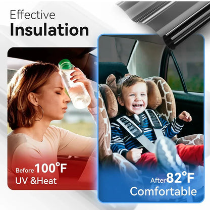 Universal Reduce Infrared Heat & Block UV by 99% Removable Window Tint Film for Cars - DIY Cut for Multiple Shapes