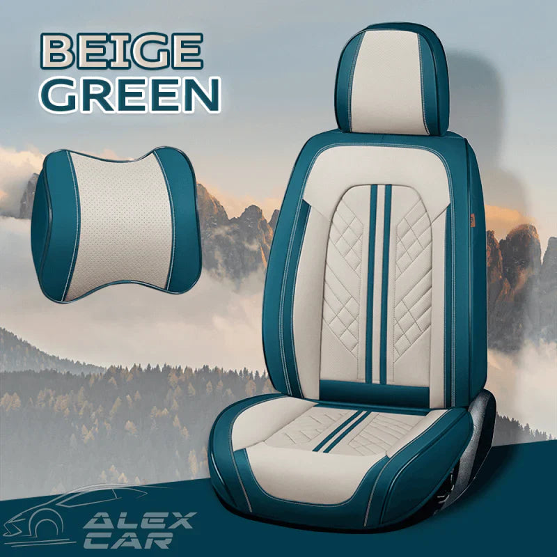 Zetas Car Seat Cushion Full Set Universal Waterproof Breathable Vehicle Leather Cover for Cars, SUV, Pick-up Truck